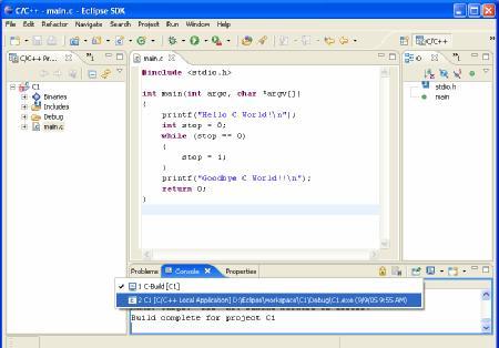 Chapter 2 Eclipse 3.1 And C/C++ The visual cue that the program is still active is the red Terminate icon at the top of the Console window.