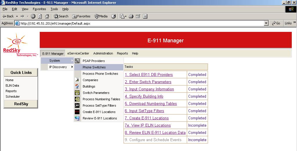 4. Configure RedSky E-911 Manager and Emergency On-site Notification (EON) This section provides the relevant steps for configuring the RedSky E-911 Manager to retrieve station numbering and location
