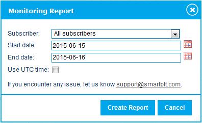 The Monitoring Report dialog box will open. Select the required radio subscriber in the Subscriber list. 3.