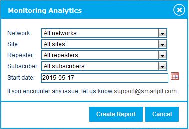 24 4.6.6 Monitoring Analytics To build the Monitoring Analytics report, follow these steps: Click Reports Monitoring Analytics in the Main menu. The Monitoring Analytics dialog box will open.