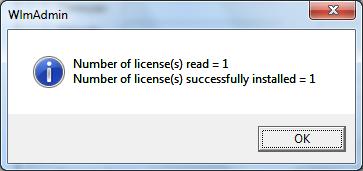 The license file will be applied into the license server and you will receive a message similar to above.