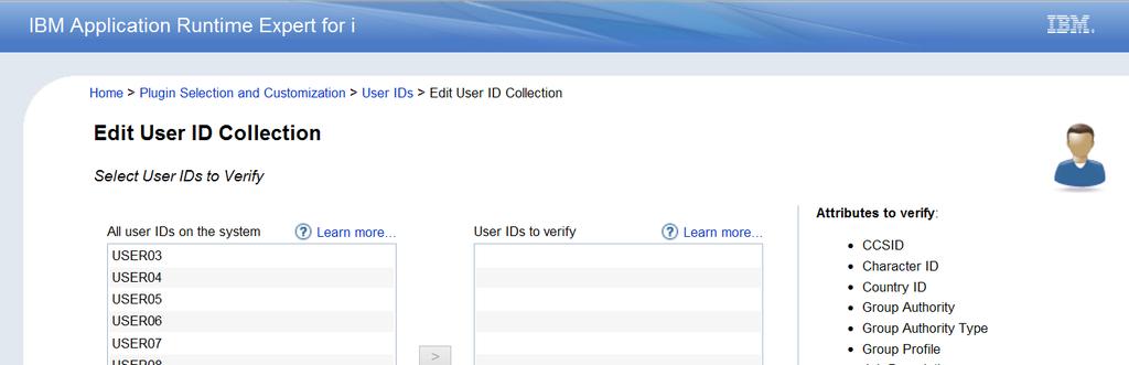 25 Specify the user ID attributes to verify Position to auto navigates to specified