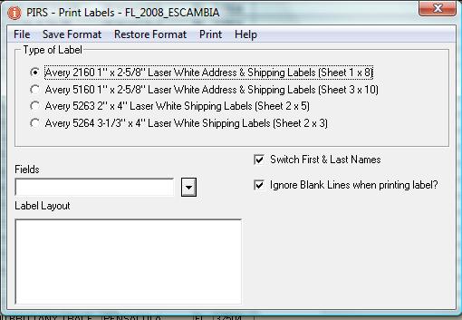 Step 4: Print Label Options The next screen to display, is the Print Labels dialog box, with various options for your mailing labels.