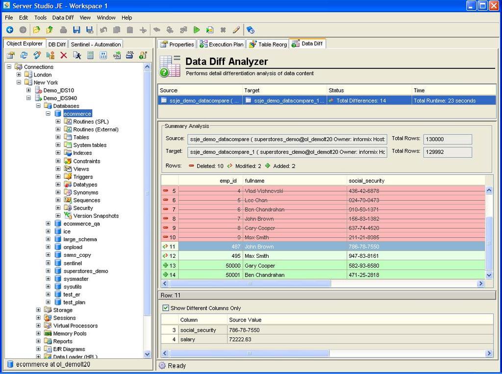 Server Studio Data Management Data Difference Analyzer New Compare data in tables with compatible structures.