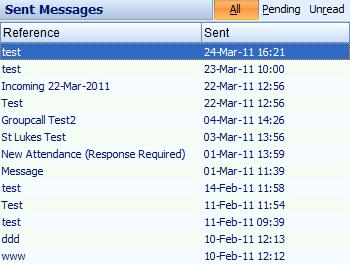 Sent Messages [SECTION] This section will show the list of all sent messages types, listed in date order.