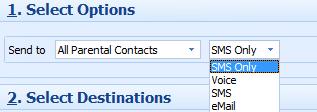 The middle section allows users to enter information to search for pupils/staff and contacts (and attendance where appropriate). The bottom section shows the search results.