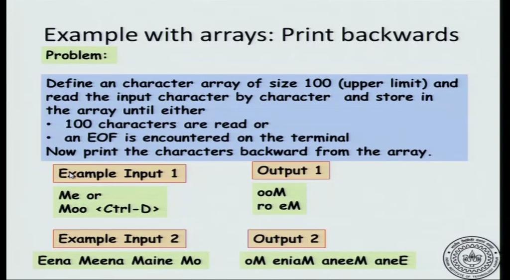 (Refer Slide Time: 16:49) Now, what we have to do is take the error, take the array and print it in the reverse order.