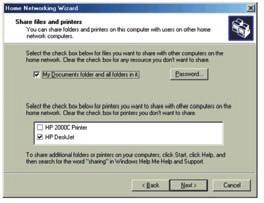 Select the check boxes if you want to share your files and printers with other computers on the network. Click Next.