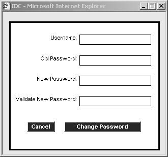 Change Password Dialog This screen is accessed from the Main Login screen (section 1.1) and allows a user to change the password associated with their username.