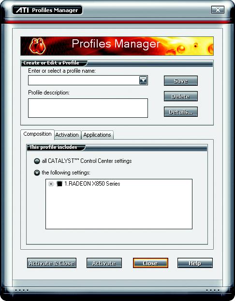 If there is more than one graphics card installed in your computer, you need to select the appropriate card before creating, loading, or activating a Profile.