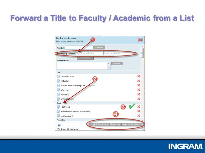 Now let s look at forwarding (sharing) a title to a Professor or Faculty member. Go back to the Search All Titles screen and do another search. Saved Search = Consumer Safety and Business = 7 Results.