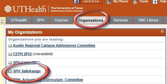 How to submit papers using SafeAssign Figure 1: SafeAssign Enrolling in the SPH SafeAssign course (you need to do this only once) Once you are in Blackboard, click the "Organizations" tab at the top