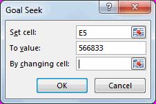 In the By changing cell field, enter the cell where you want the result to be and then click OK.