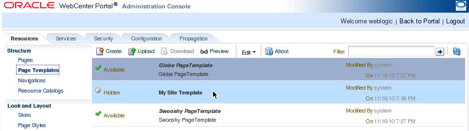 Step 3: Create Portal Resources and Apply the New Template and Skin Figure 4 15 The My Site Template as a Designated
