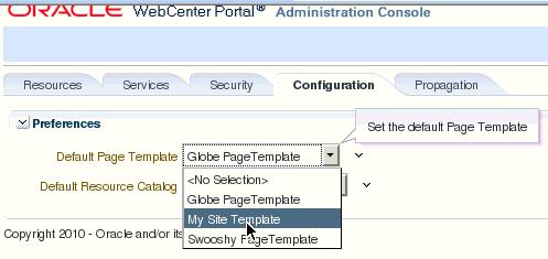 In the Default Page Template menu, select My Site Template as the default Page Template, as shown in Figure 4 16.