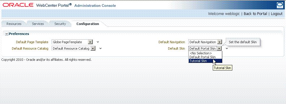 In the Administration Console, navigate to the Configuration tab and select it.