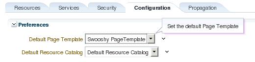 Step 2: Change the Default Page Template at Runtime Figure 5 10 The Default Page Template Changed to Swooshy Page Template 8. Click the Back to Portal link.