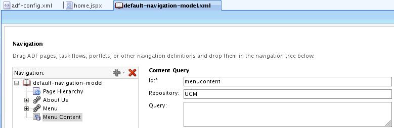 Step 5: Add a New Content Query *********************************************************************************************** 4. In the Content Query pane, enter in the Id field menucontent.