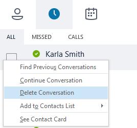 conversation and choose Delete Conversation Right-clicking and