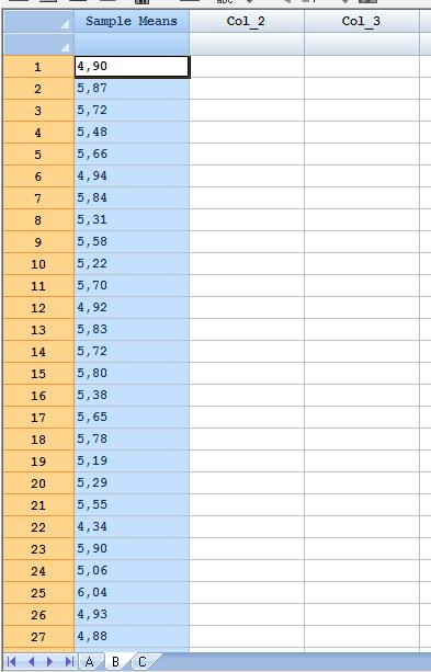 Now, we are going to copy the 30 averages in the first column of the sheet B of the DataBook (ADVICE: write them on a