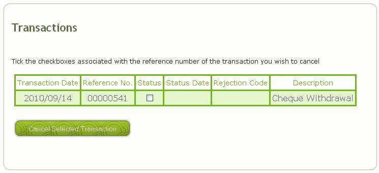 Get Status (To request a status on a previous transaction using your supplied reference number) Note: This option may also be used to Cancel a pending transaction 1.