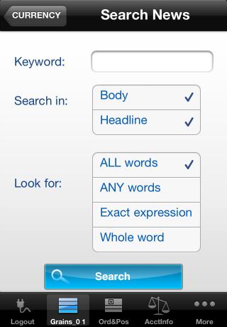 The Search News screen will appear and you can enter the Keyword to search for.