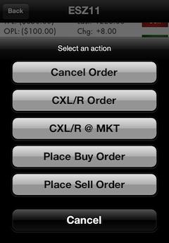 title row, tap the Done button. After an order was placed, it appears in the buy or sell Order Entry column.