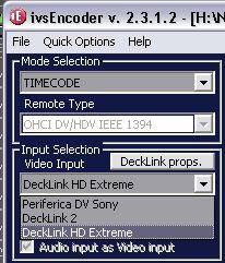 CAPTURE SETUP ivsencoder has options to capture files in several formats, from several possible sources.