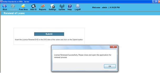 drive of the server and click on the Submit button on the renewal screen and the license will get