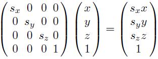 We can describe translation as matrix multiplication if we use the homogeneous coordinates.