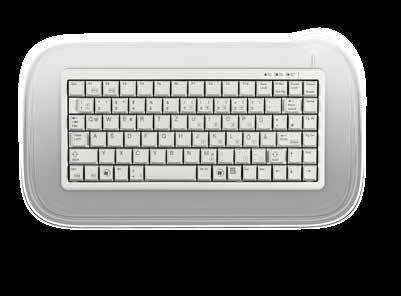 without Windows keys (83 keys) Integrated trackball plus 2 mouse buttons Extremely flat - total height just 20 mm Integrated optical trackball plus 2