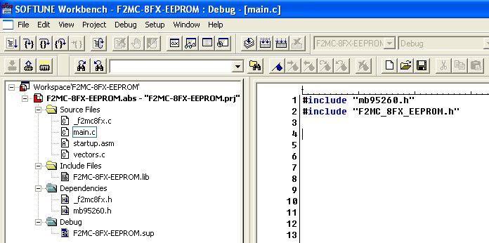Chapter 5 Project Setting 5.4 Add #include "F2MC_8FX_EEPROM.h" in "main.