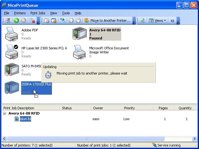 Figure 1: Use new module NicePrintQueue to control printers and move print jobs from one printer to another Another interesting feature of the NicePrintQueue is that it allows you to move a print job