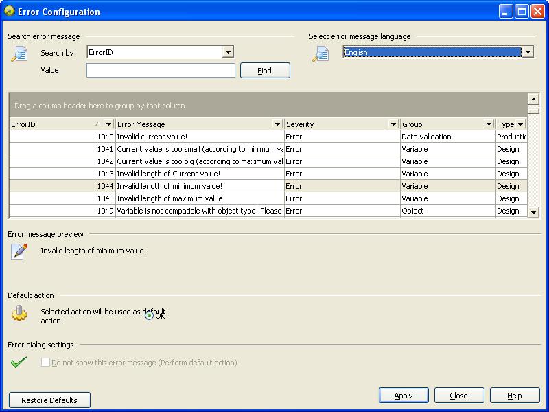 Figure 5: Error Configuration dialog box New NiceLabel Installer NiceLabel software uses Windows Installer technology for product installation.