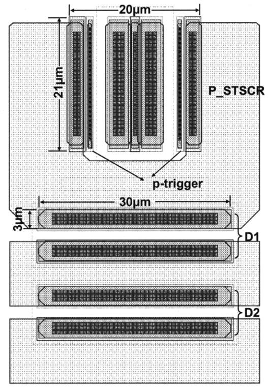 KER AND HSU: LATCHUP-FREE ESD PROTECTION DESIGN WITH COMPLEMENTARY SUBSTRATE-TRIGGERED SCR DEVICES 1387 Fig. 12. V -to-v ESD clamp circuit realized with P_STSCR and stacked diode string.