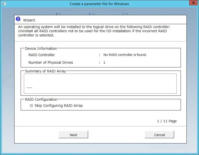 7. Windows OS Parameter File 10. Click Custom.