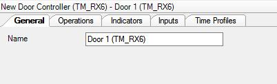 DOOR CONTROLLER SETUP > DOOR SETUP > GENERAL Name: - the name of the Door Controller as it will appear in the software.