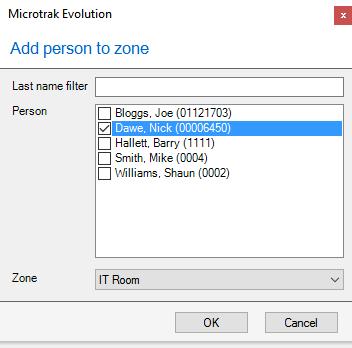 ZONE ATTENDANCE To manually manipulate people in a Zone, right click on the Zone Attendance window.