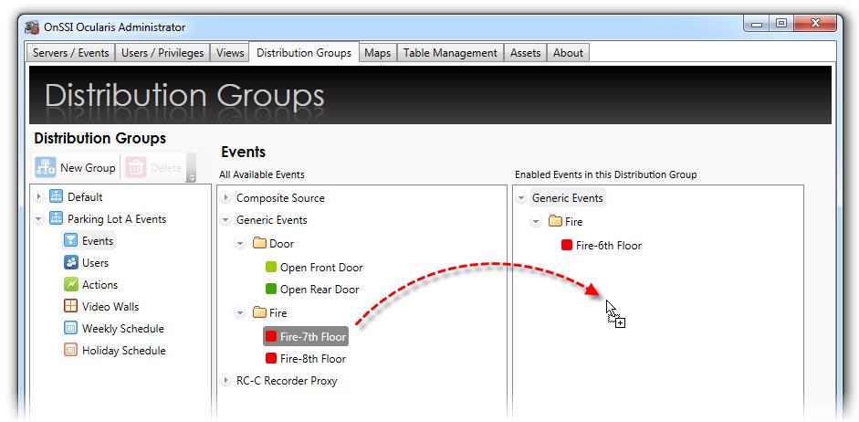 Ocularis Administrator User Manual Ocularis Administrator Events Formerly labeled Filter, the Events item is used to identify the events to be configured in this group.