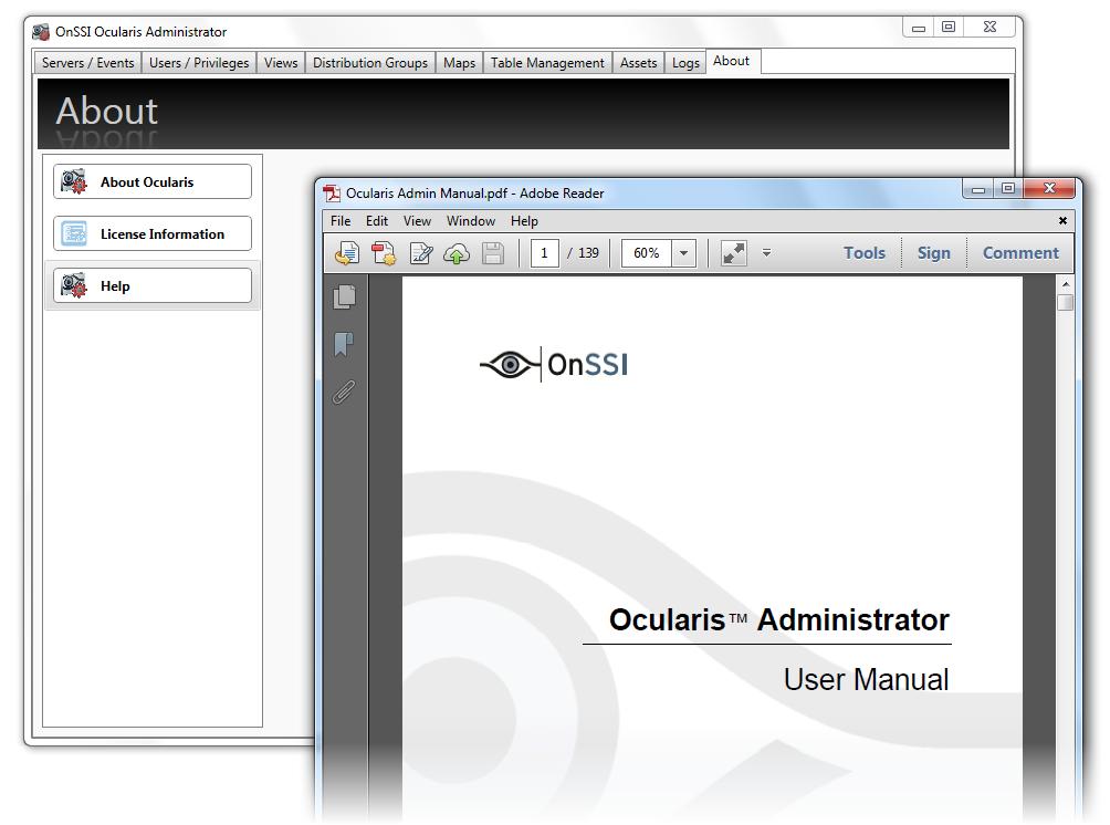 Ocularis Administrator Ocularis Administrator User Manual For Ocularis LS and Ocularis ES, the camera license total is combined and shown together on a single line.