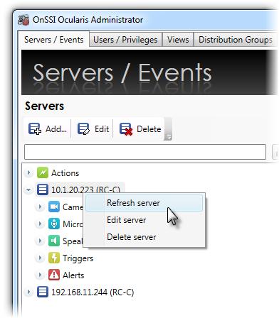 Ocularis Administrator User Manual Ocularis Administrator Updating Servers In the course of normal use, recorder properties change over time.