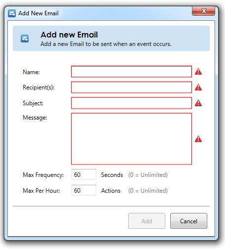 Ocularis Administrator Ocularis Administrator User Manual One or more emails can be pre-configured so that when an event triggers, a custom email can be sent. 1.