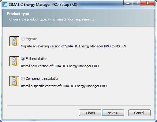 4.2 Installation 4.2.3 Installing SIMATIC Energy Manager PRO V7.0 The table below briefly describes the main steps for installing Energy Manager PRO V7.0, based on the component installation.