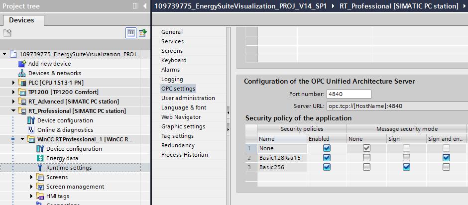 4.4 Importing SIMATIC Energy Suite data Note Make sure to enter the same port number at "Discover Url" as in