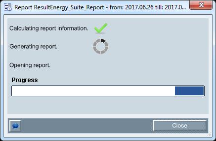 The report is generated and a progress bar appears.