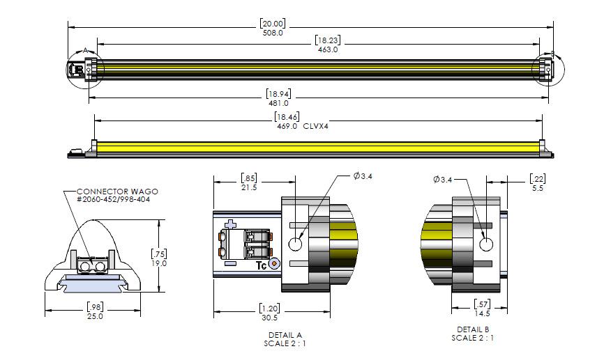 Mechanical Characteristics 20 Inch Module Notes: 1. Drawings are not to scale. 2. Drawing dimensions are in millimeters. 3.