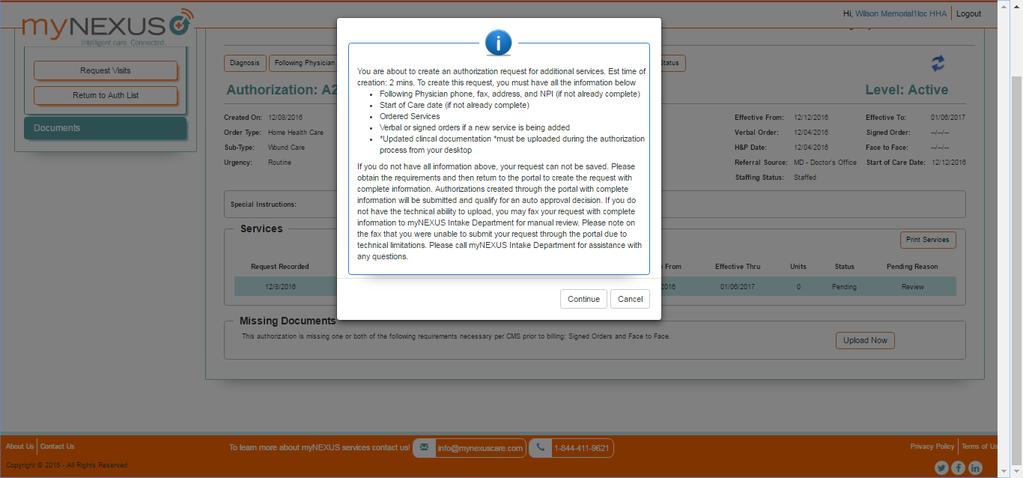 Creating Authorizations 2 3 4 2. Review the message. 3. Select the appropriate option. 4. Click OK.
