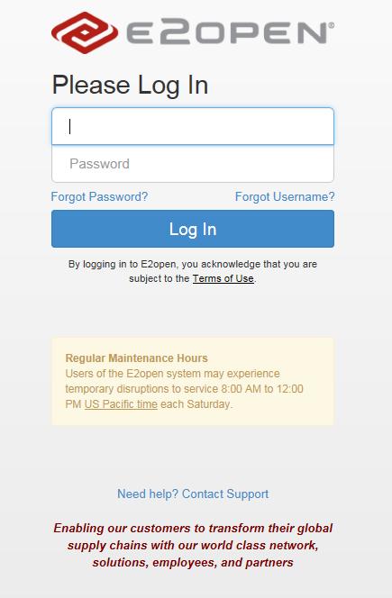 2 Logging in to the System 1. To access the Login page, in your browser's Address box enter the URL: o https://coty.e2open.