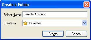 The following screen will appear: 4. Select Create. This will take you back to the Add a Favourite screen, select Add to save your new folder and favourite name.