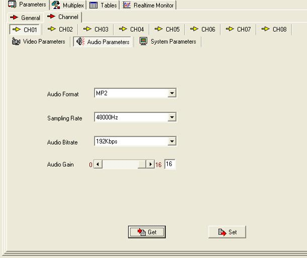 2. If any parameter is modified, it is supposed to click Set to make the modified parameters activate and click Get